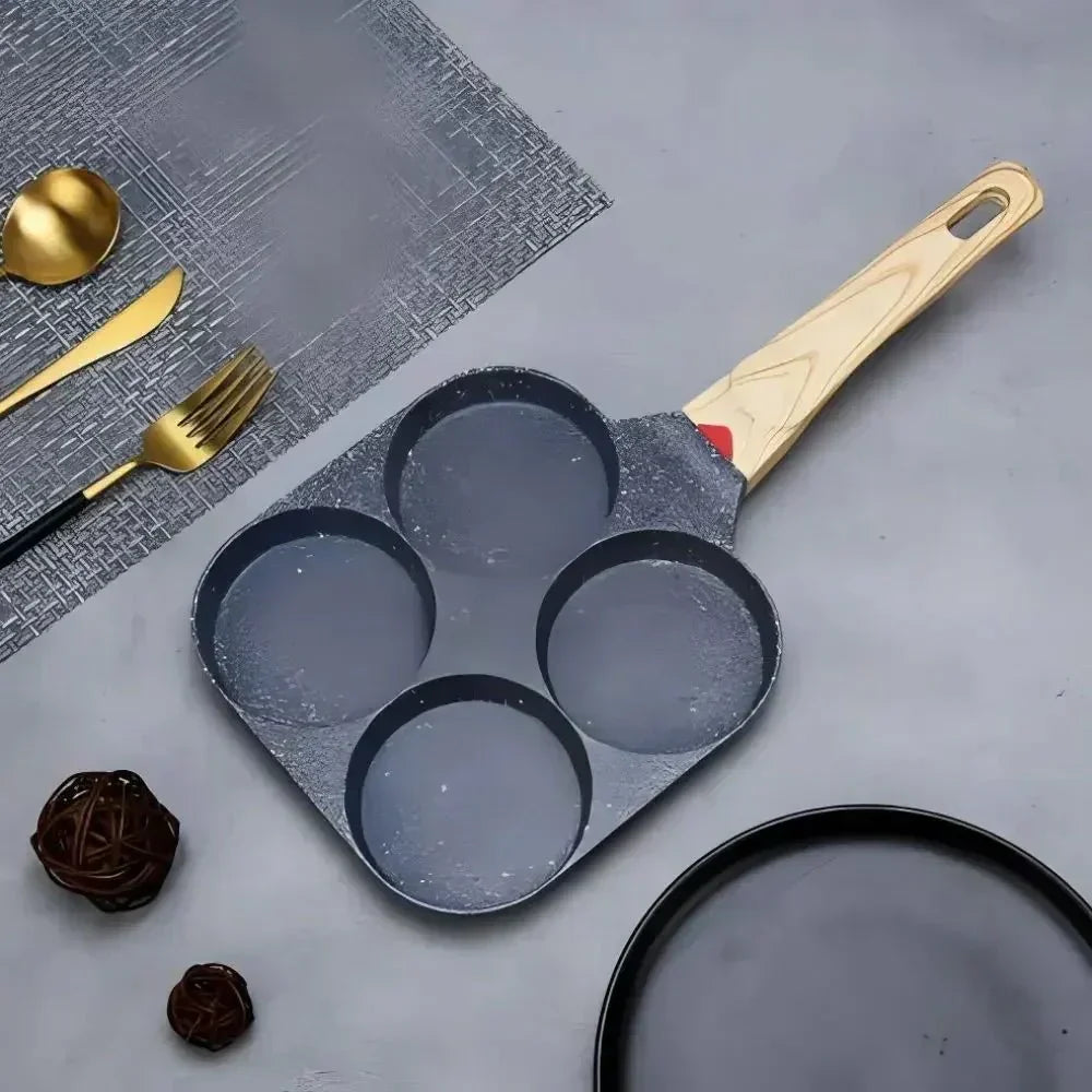 AuroraChef Four-Well Nonstick Pan for Omelets, Burgers, Steak, and Breakfast | Temsk