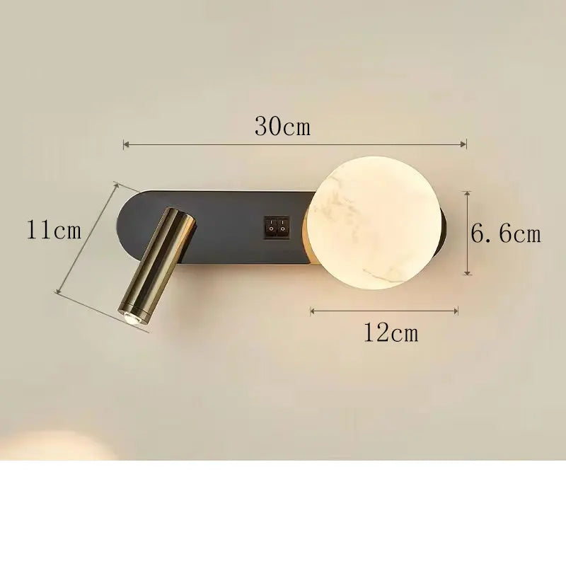 LunarBeam Wandleuchte Duo mit Umgebungslicht und verstellbarem Spot für nordisches Schlafzimmer | Temsk