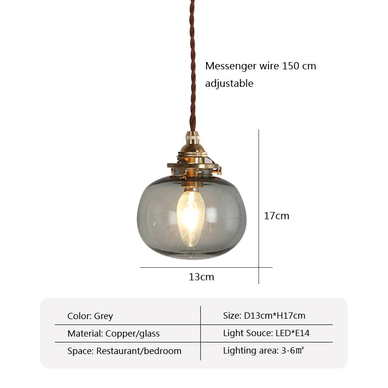 Caelum Glas-Pendelleuchte im Retro-Stil für kleine Räume | Snurv | Temsk