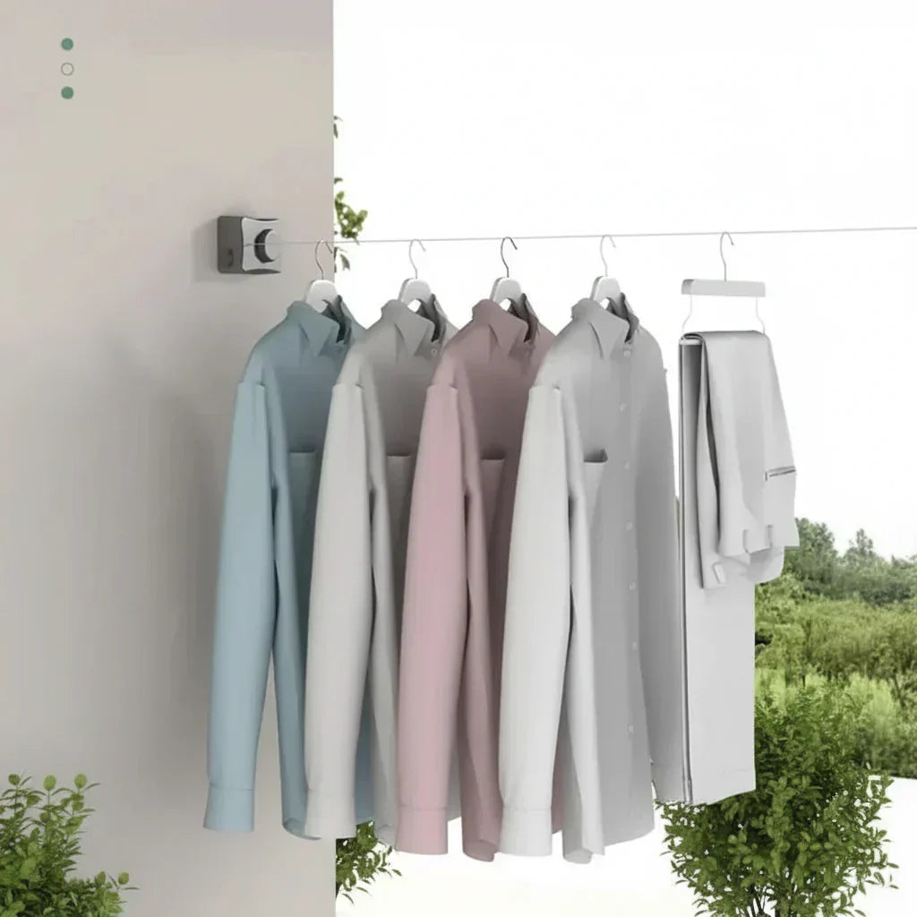 BrightLine Extendable Wall Clothesline System For Drying Laundry | Temsk