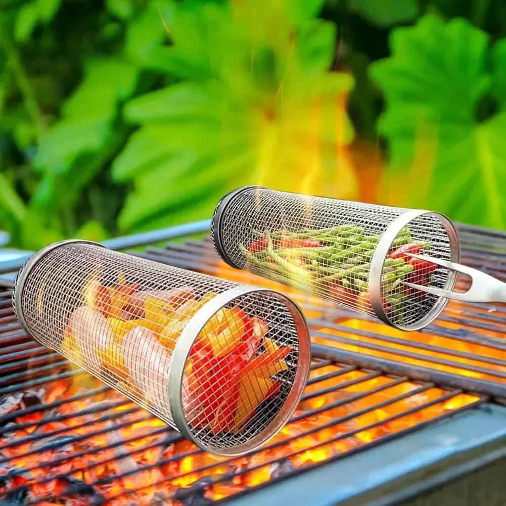 AeroGrill Rotating Barbecue Basket in Stainless Steel for Even Cooking | Temsk