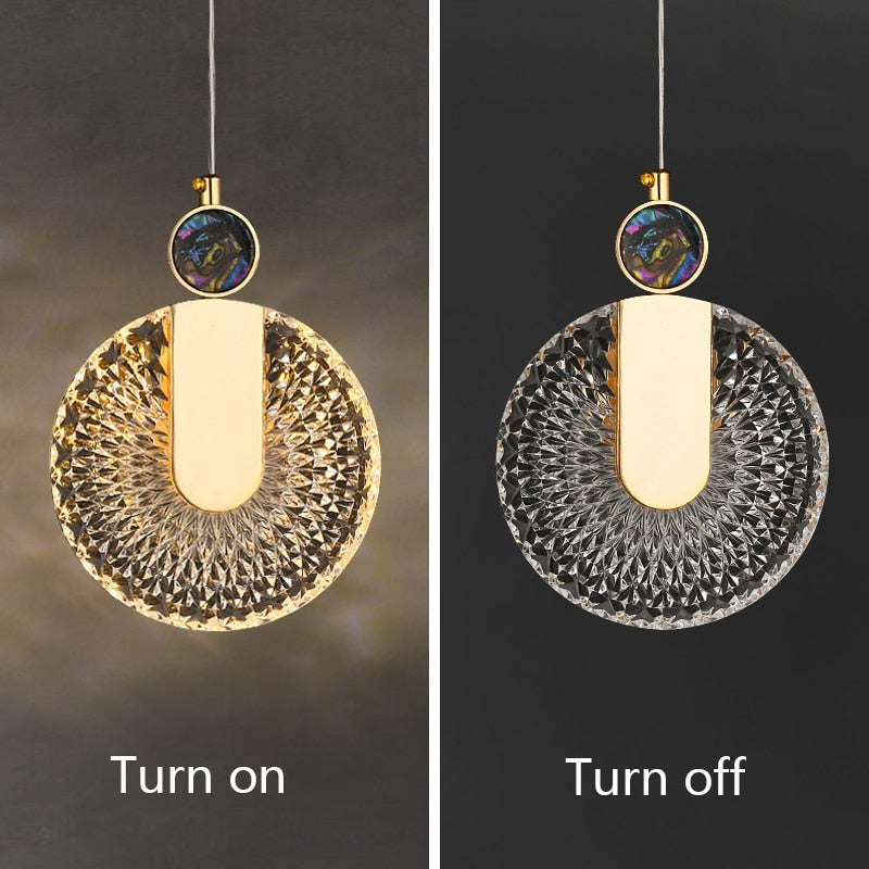 Solara Kristallrunde goldene LED-Pendelleuchte Deckenleuchte | Snurv | Temsk