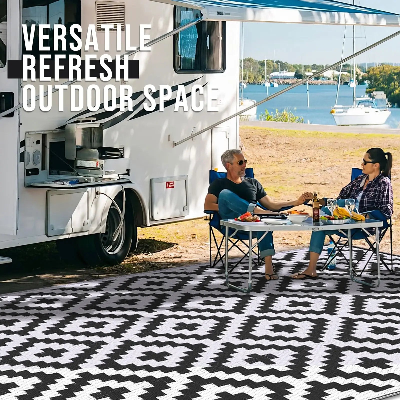 Harbour Haven wendbarer wasserdichter Outdoor-Teppich für Terrassen | Temsk