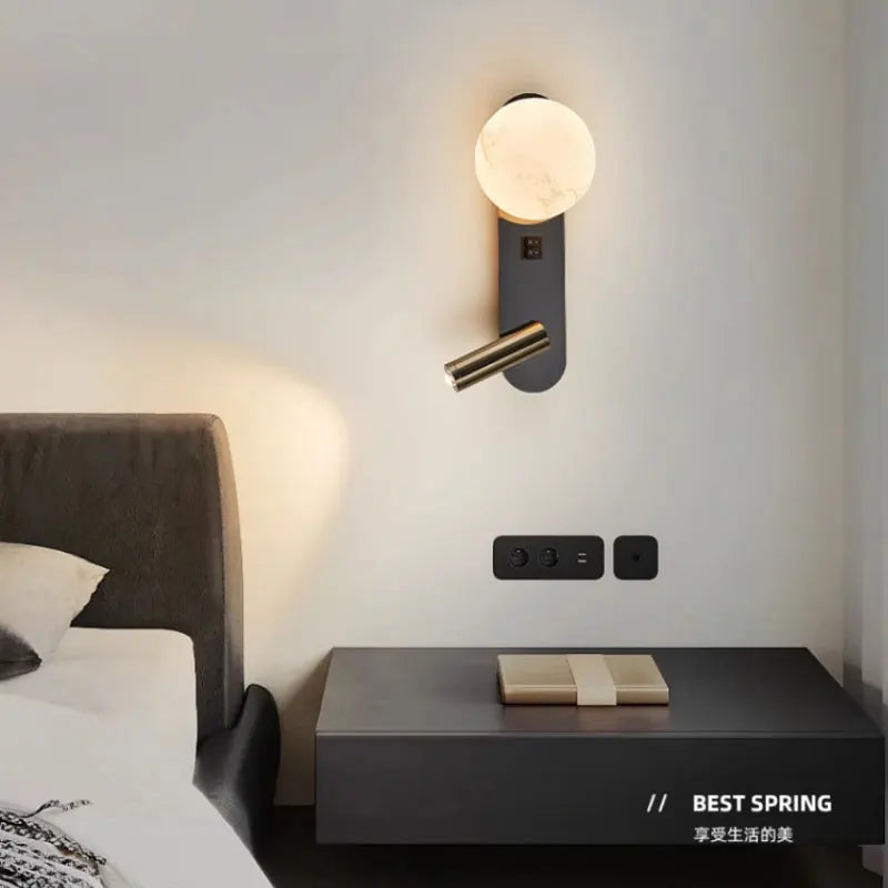 LunarBeam Wandleuchte Duo mit Umgebungslicht und verstellbarem Spot für nordisches Schlafzimmer | Temsk