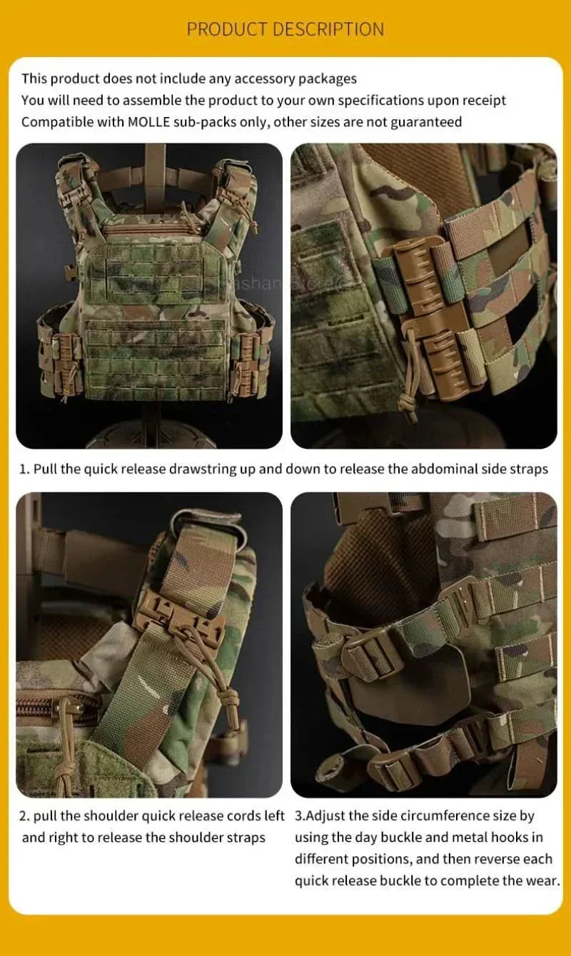 Vanguard Armor Carrier Modular Vest With Laser Cut MOLLE And Quick Release | Temsk