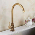 Aurelia Swan Faucet Antique Swan Neck Brass Kitchen Tap | Temsk