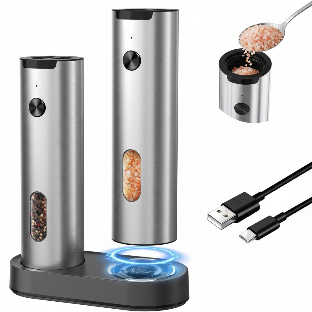 ProMax USB wiederaufladbares Salz- und Pfeffermühlen-Set | Temsk