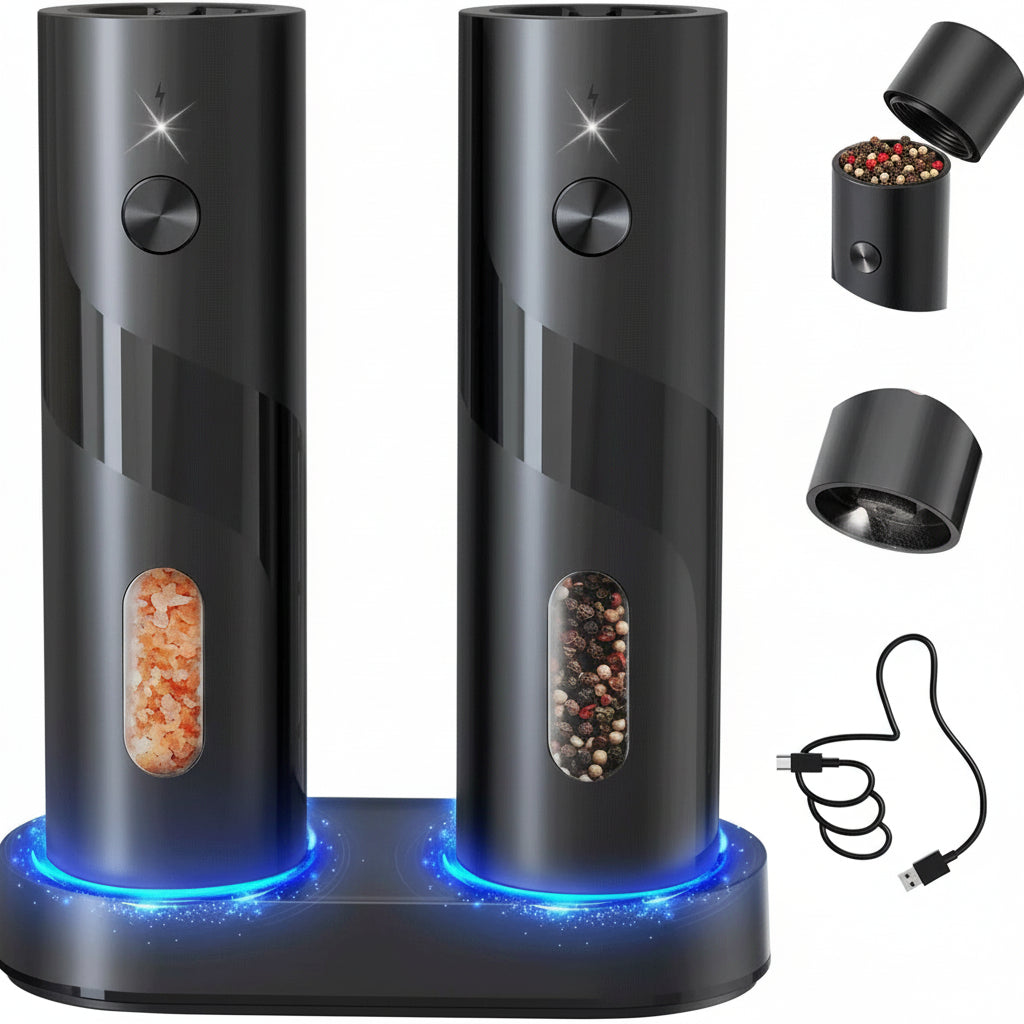 ProMax USB wiederaufladbares Salz- und Pfeffermühlen-Set | Temsk