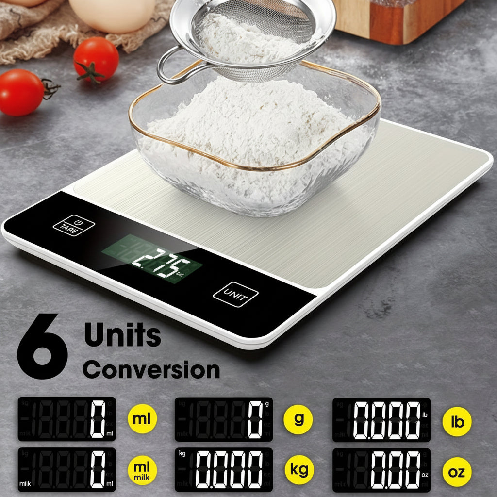 Digital Scale In Stainless Steel, 22 Lb Capacity For Precise Food Weighing | Temsk