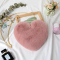 Heart Faux Fur Shoulder Bag With Crossbody Chain Purse | Temsk