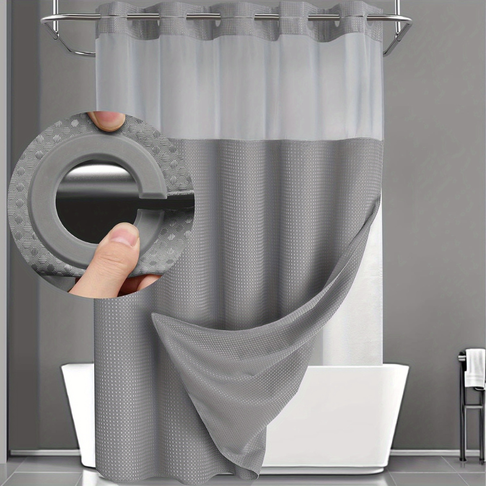Set tenda doccia a doppio strato in tessuto waffle geometrico | Temsk