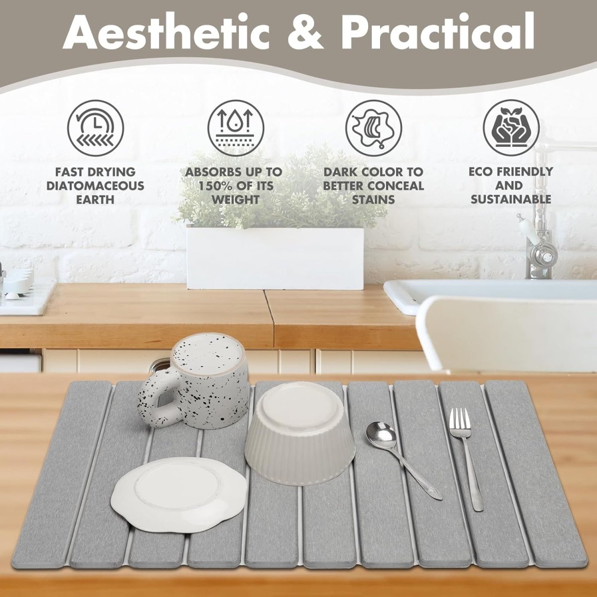 AeroDry Quick-Drying Diatomite Stone Mat for Hygienic, Clean Surfaces | Temsk