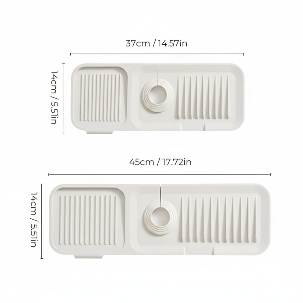 Silicone Sink Mat With Faucet Drip Tray And Self Draining System | Temsk