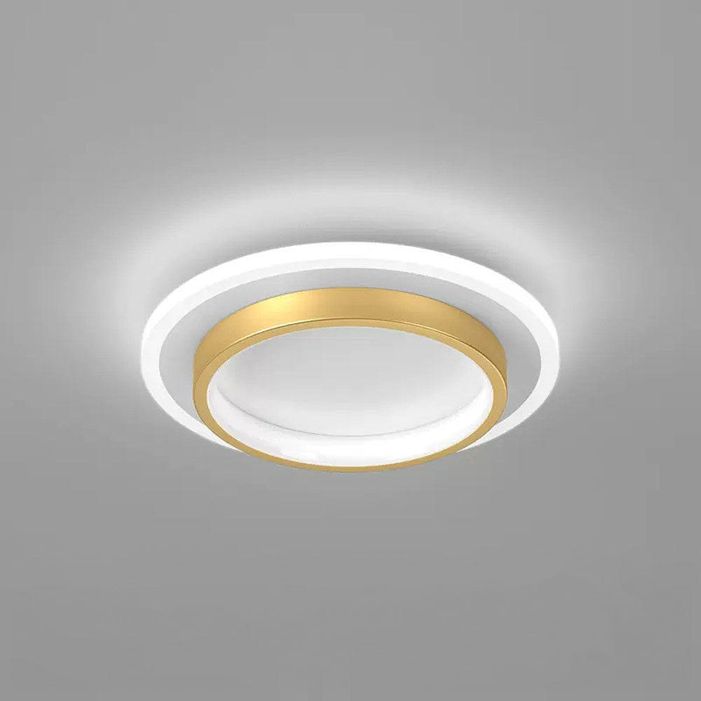 Round LED Ceiling Light With Halo Ring, Metal And Acrylic Flush Mount | Temsk