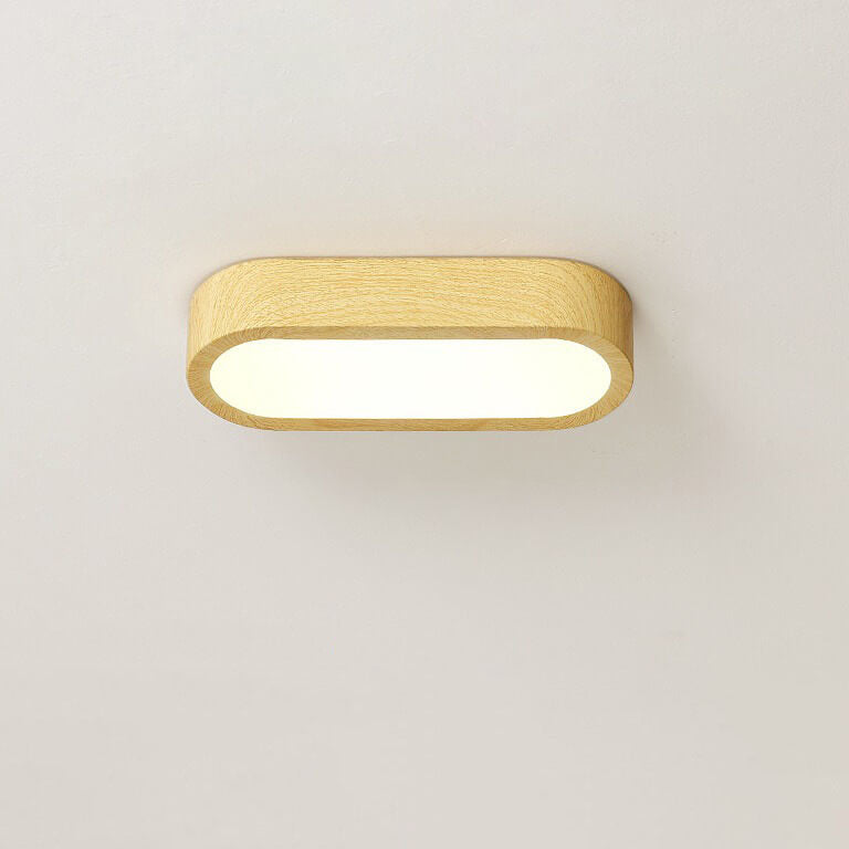 Natural Wood Grain Flush Mount LED Ceiling Light With Built-In 8W | Temsk