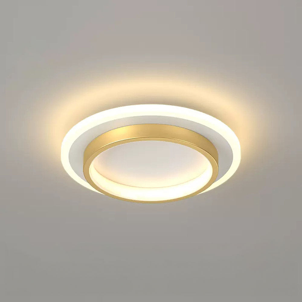 Round LED Ceiling Light With Halo Ring, Metal And Acrylic Flush Mount | Temsk