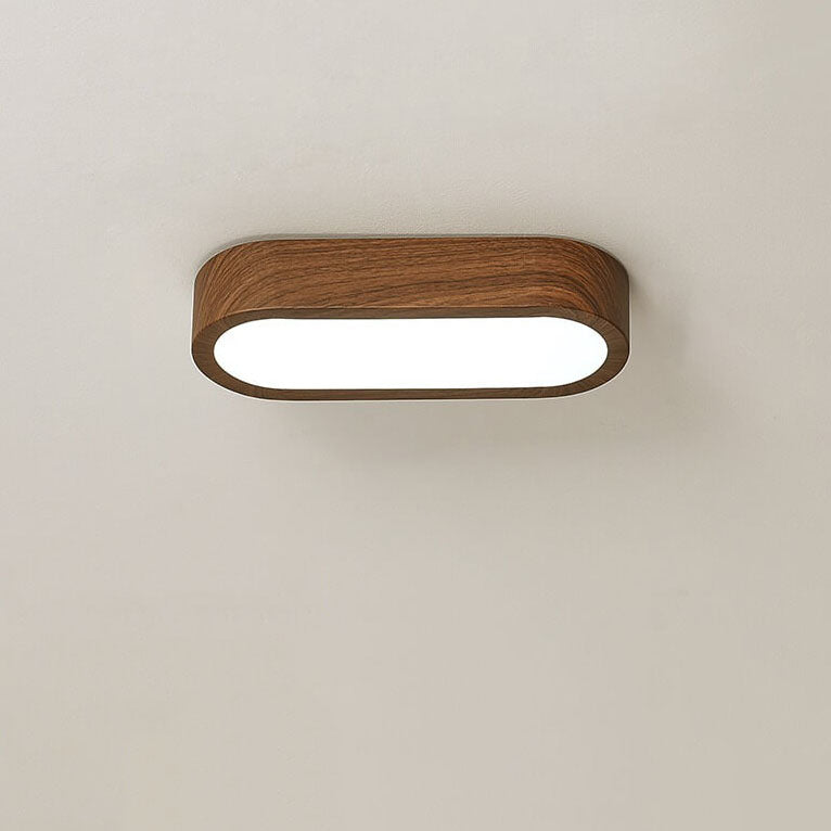 Natural Wood Grain Flush Mount LED Ceiling Light With Built-In 8W | Temsk