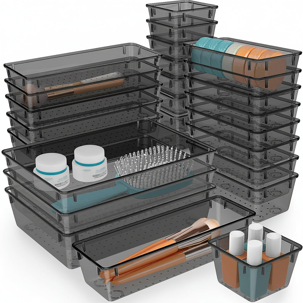 Plastic Drawer Organizer Tray Set For Kitchen, Office And Bathroom | Temsk