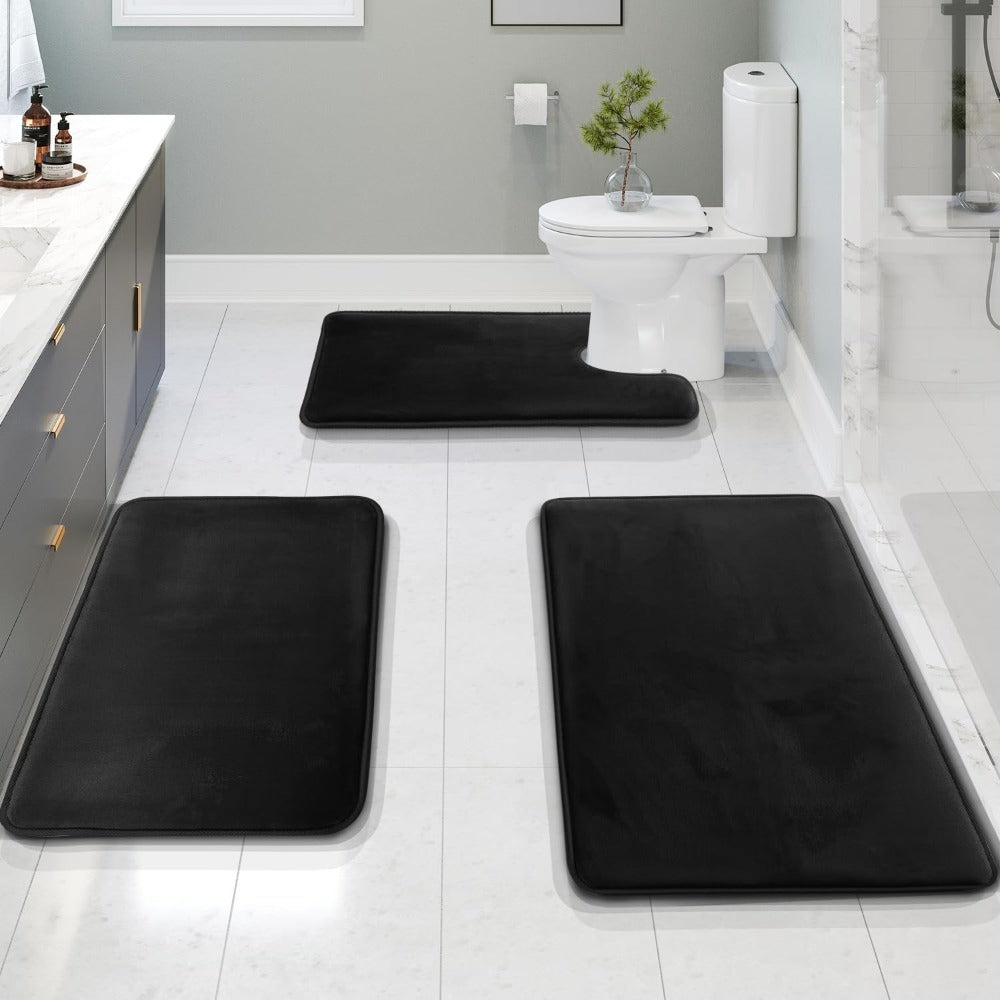 CalmStep Ultra Soft Memory Foam Bath Mat Set With Quick Drying Fabric | Temsk