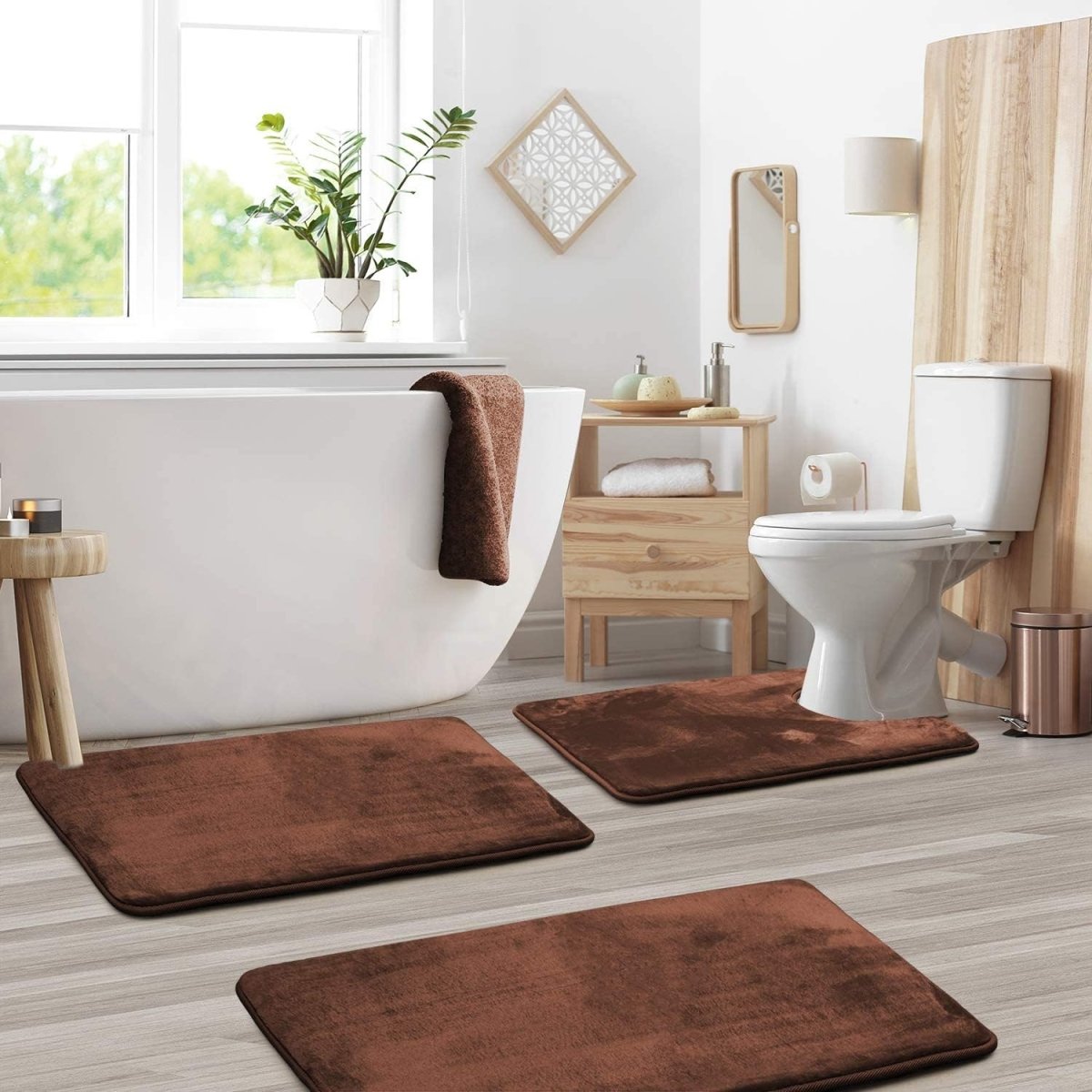 CalmStep Ultra Soft Memory Foam Bath Mat Set With Quick Drying Fabric | Temsk