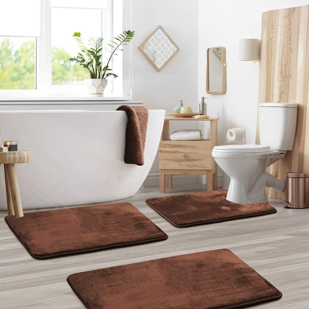 CalmStep Ultra Soft Memory Foam Bath Mat Set With Quick Drying Fabric | Temsk