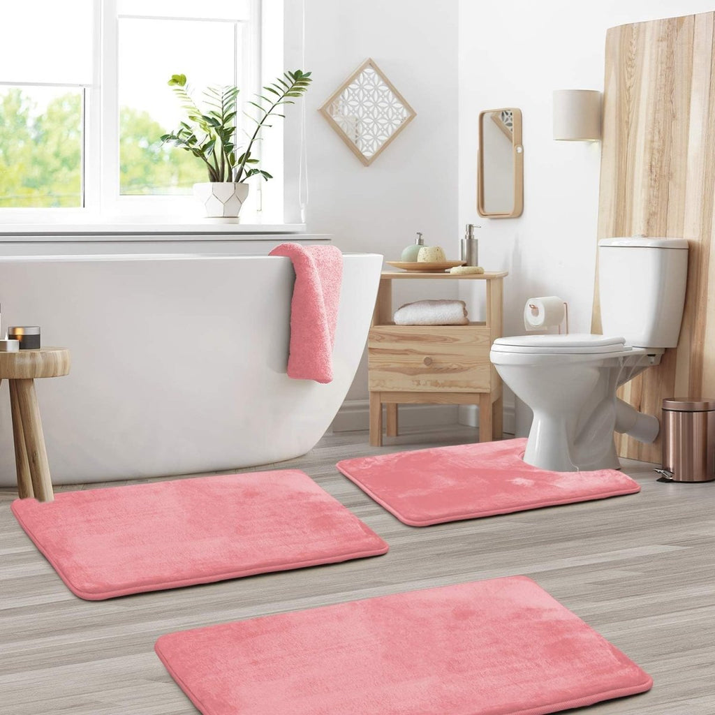 CalmStep Ultra Soft Memory Foam Bath Mat Set With Quick Drying Fabric | Temsk