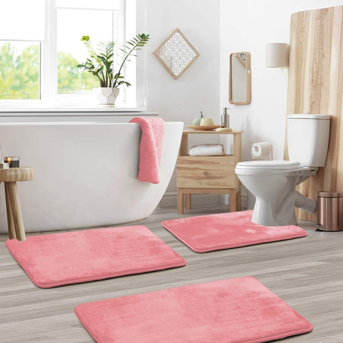 CalmStep Plush Memory Foam Bath Mat Set With Quick-Dry Fabric Temsk