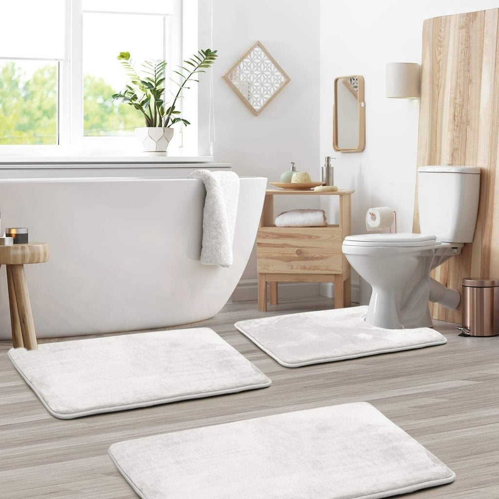 CalmStep Ultra Soft Memory Foam Bath Mat Set With Quick Drying Fabric | Temsk