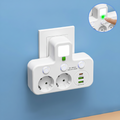 Multipresa con porte USB, luce notturna e interruttori individuali | Temsk