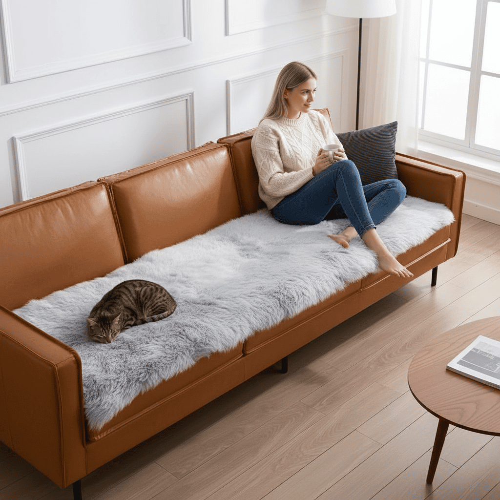VelvetEase Fluffy Velvet Sofa Cover With Noble Aesthetics | Temsk