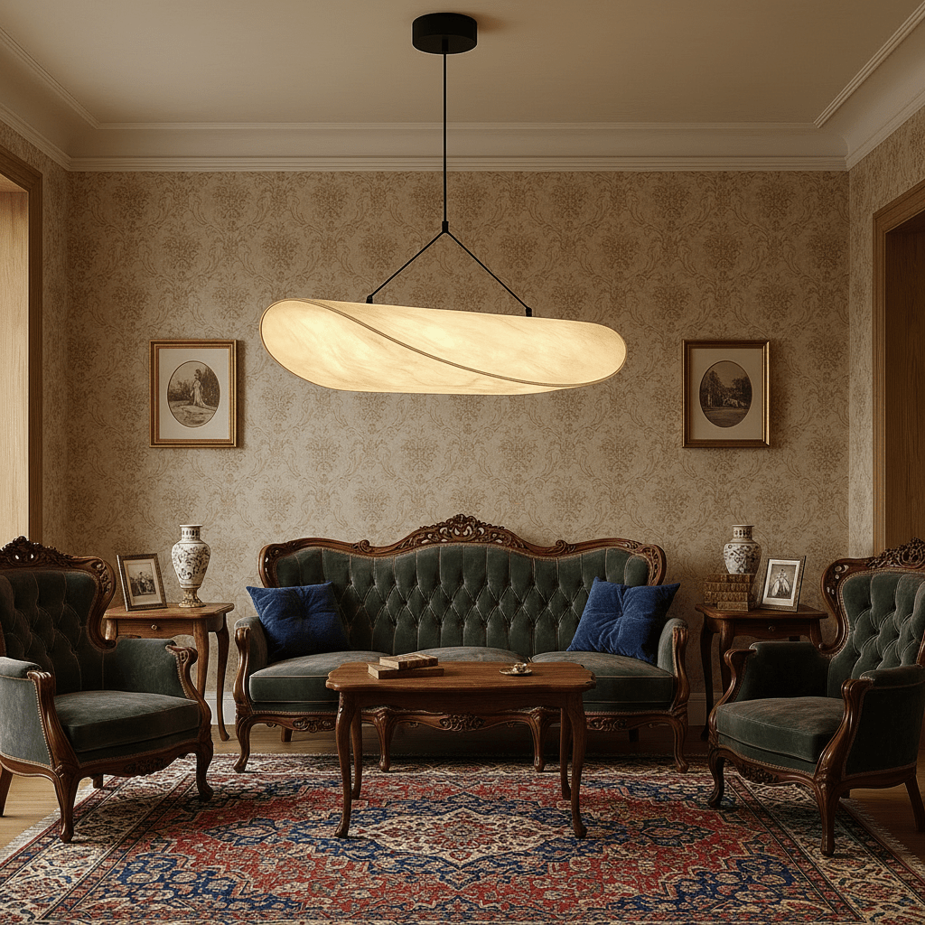CalmLumen Japandi Silk Pendant Lamp With LED Friendly Design | Temsk