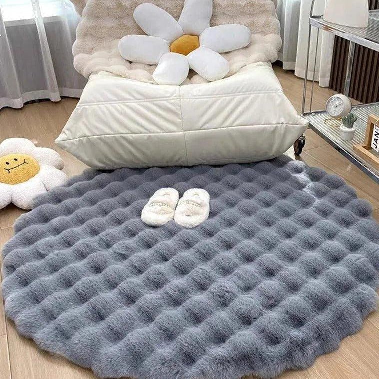 Nordula Fluffy Round Polyester Rug For Cozy Scandinavian Living Spaces | Temsk