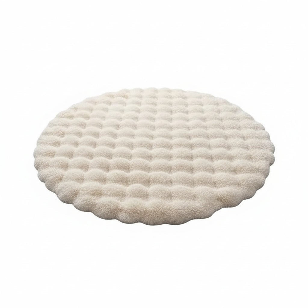 Nordula Fluffy Round Polyester Rug For Cozy Scandinavian Living Spaces | Temsk