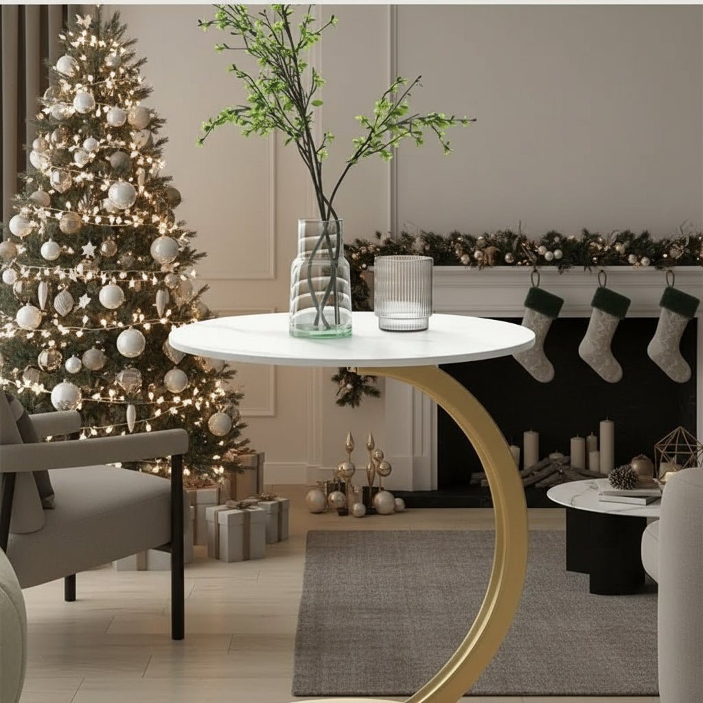 MiraRound Compact Reinforced Round Side Table For Modern Living In Small Spaces | Temsk