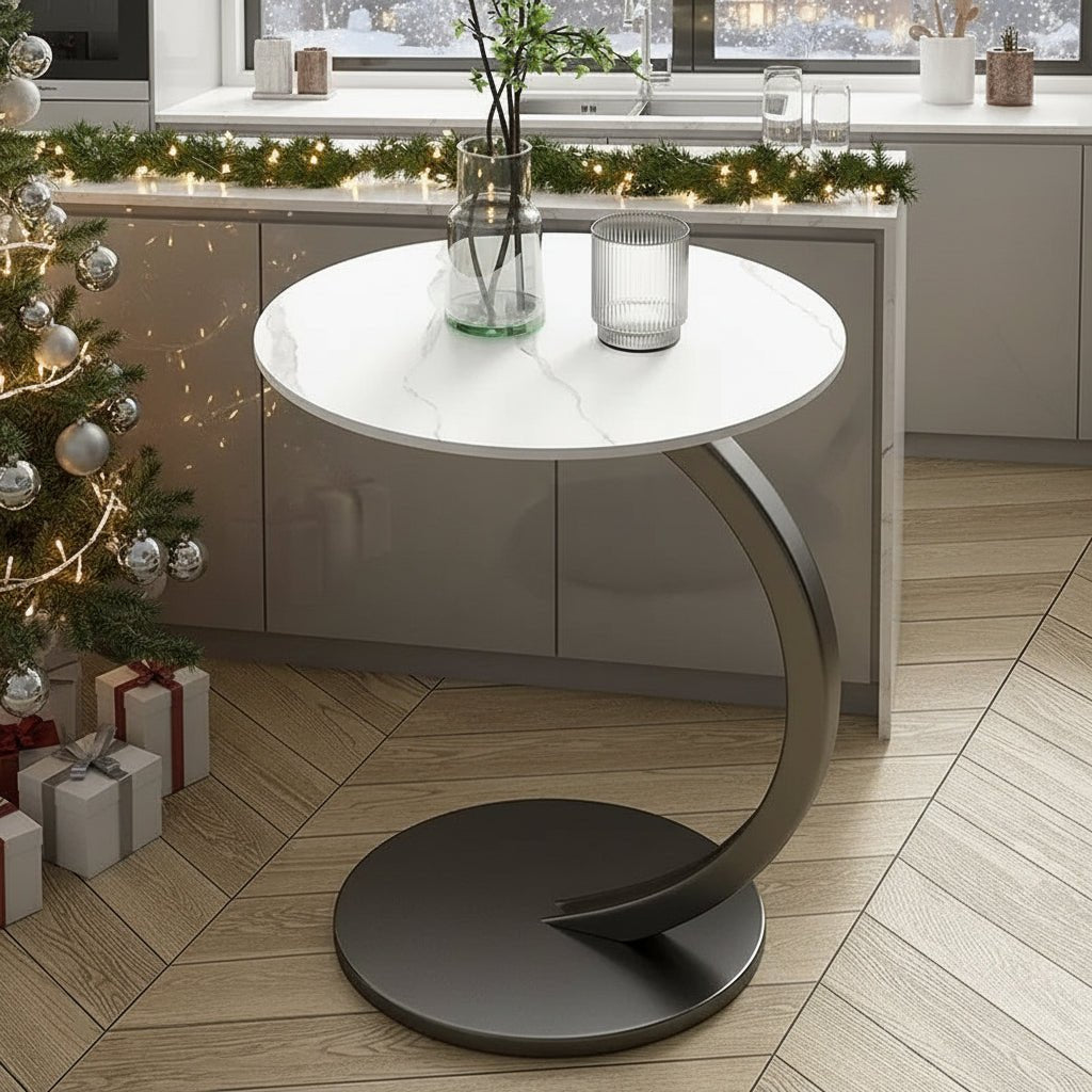 MiraRound Compact Reinforced Round Side Table For Modern Living In Small Spaces | Temsk