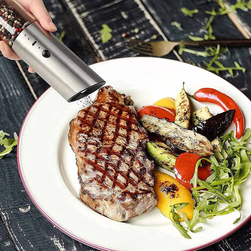 FlavorPulse Rechargeable Stainless Steel Electric Pepper Mill For Easy Seasoning Temsk