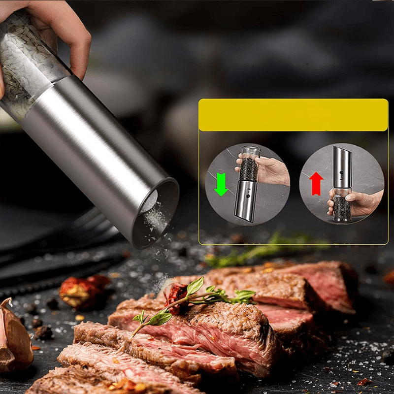 Rechargeable FlavorPulse Stainless Steel Electric Pepper Mill For Easy Seasoning | Temsk