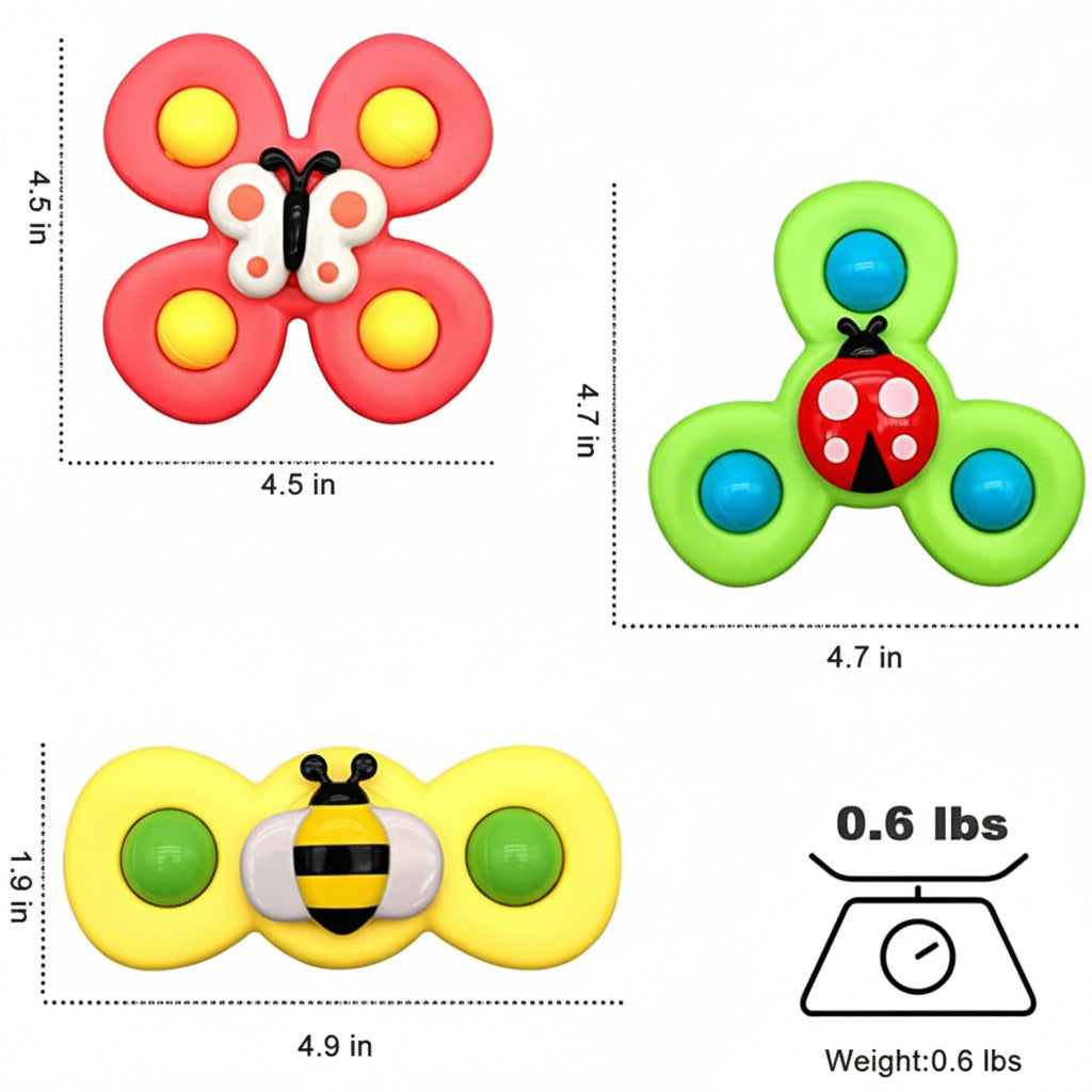 Suction Spinner Bath Toy For Baby Sensory Play And High Chair | Temsk