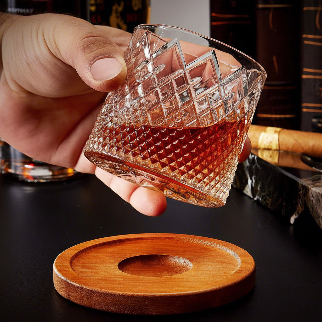 Kristall drehbares Whiskeyglas für verbessertes Aroma und Geschmack | Temsk