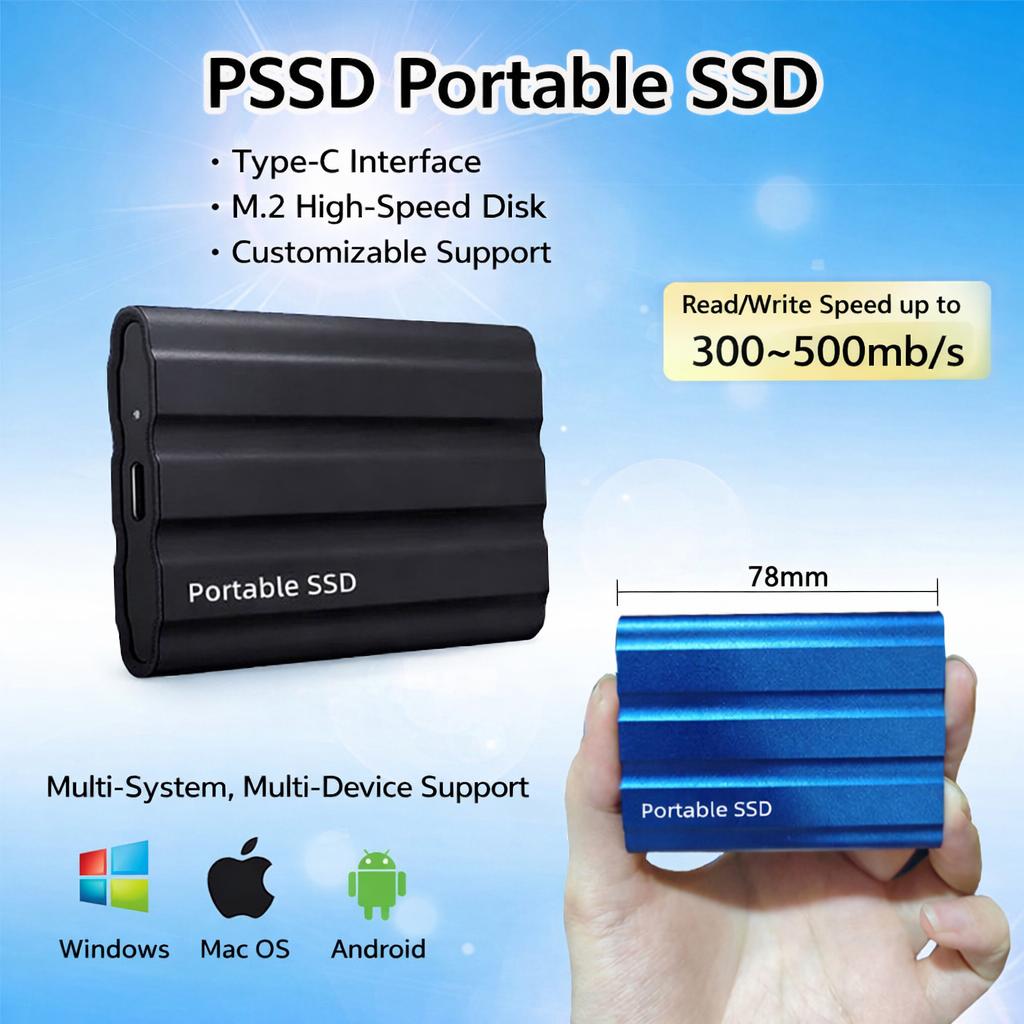 Tragbare SSD-Festplatte mit robustem Metallgehäuse für Reisen | Temsk