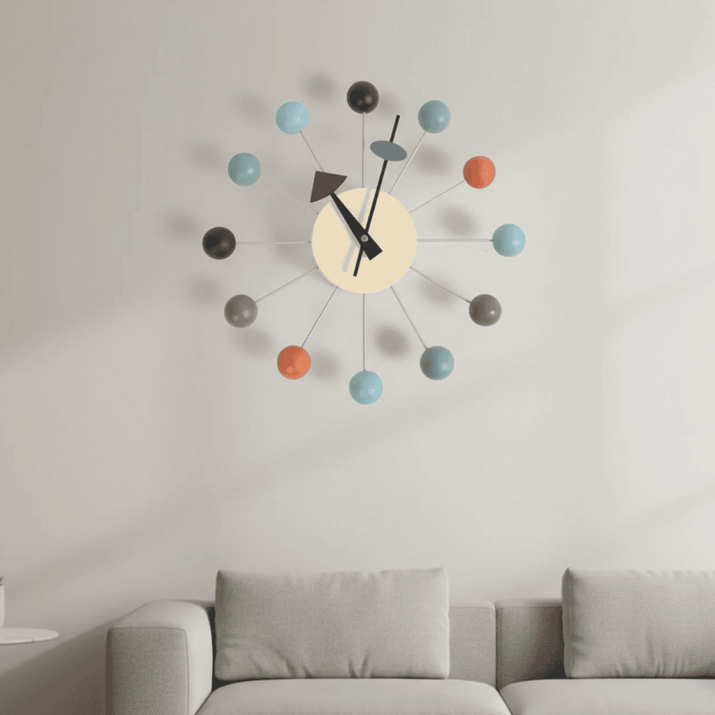 Luminara dekorativ metal sol vægur, 32 cm stille quartz bevægelse | Temsk