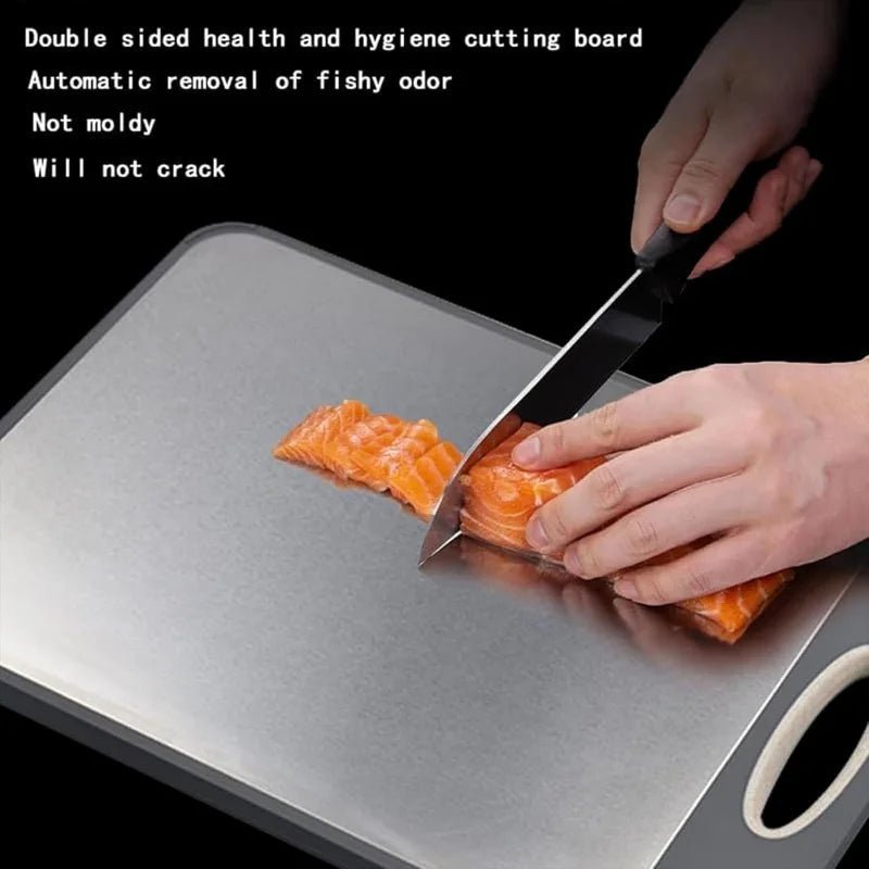 PureSteel Double-Sided Stainless Steel Cutting Board for Hygienic Prep | Temsk