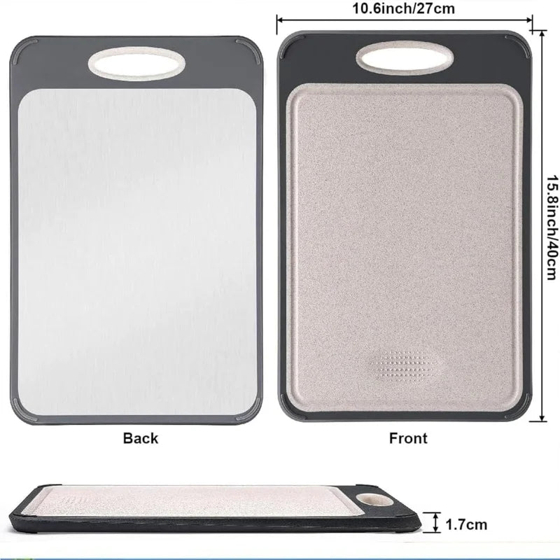 PureSteel Double-Sided Stainless Steel Cutting Board for Hygienic Prep | Temsk