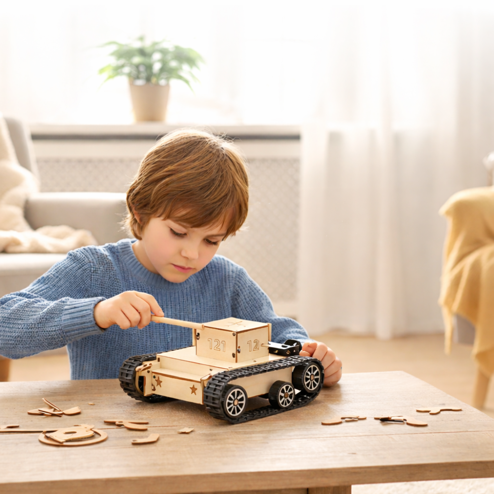 Dřevěné STEM auto a stavebnice pro děti, DIY stavební hračka | Temsk