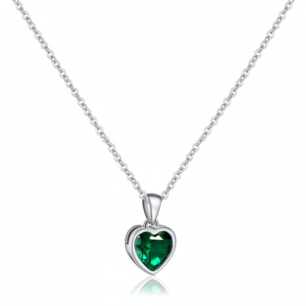 Sapphire Birthstone Heart Pendant Necklace In Silver | Temsk