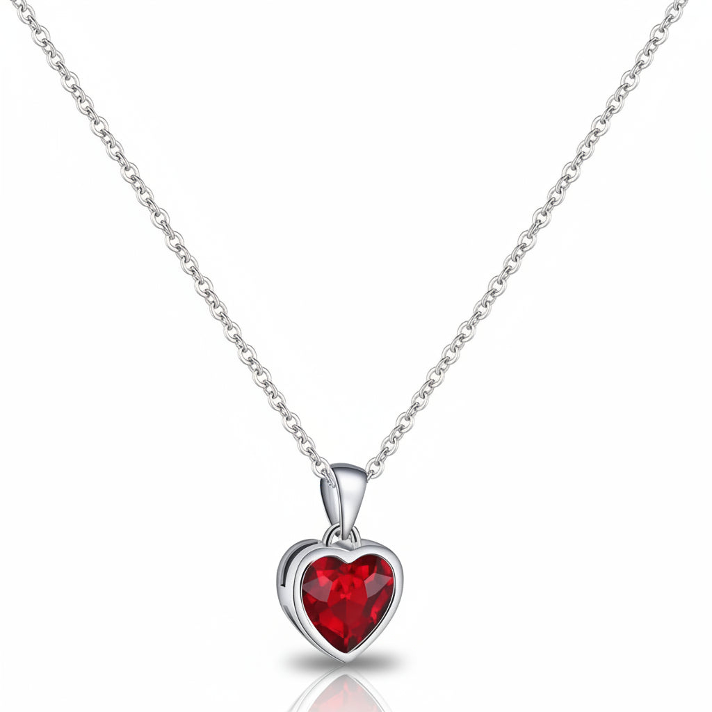 Sapphire Birthstone Heart Pendant Necklace In Silver | Temsk