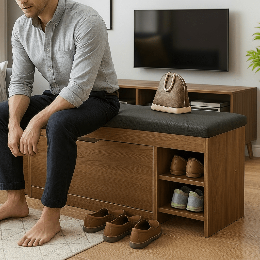 HallwayHub 3-In-One Shoe Cabinet Bench With Foldable Storage System For Hallways | Temsk