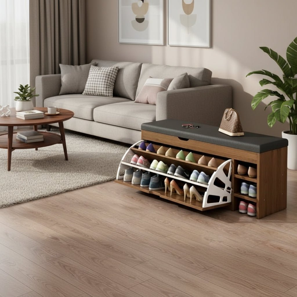 HallwayHub 3-In-One Shoe Cabinet Bench With Foldable Storage System For Hallways | Temsk