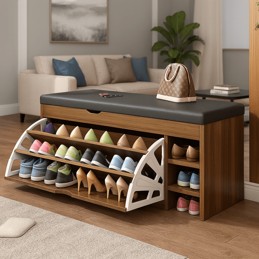 HallwayHub 3-In-One Shoe Cabinet Bench With Foldable Storage System For Hallways | Temsk