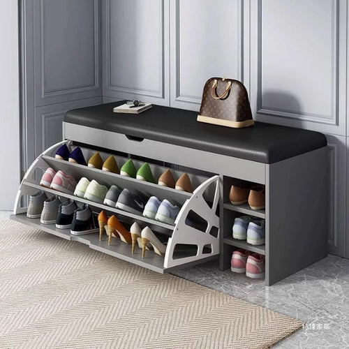 HallwayHub Three-In-One Shoe Cabinet Bench With Foldable Storage For Hallways Temsk